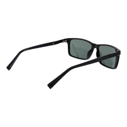 Timberland Men’s Sunglasses – Black Rectangle Frame, Green Polarized Lenses