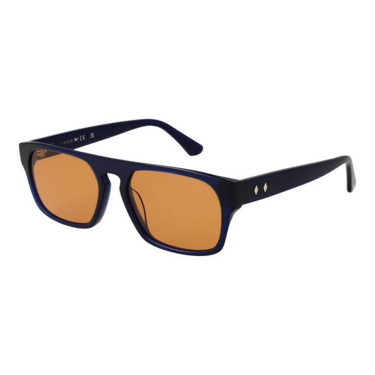 Web Blue Plastic Sunglasses – Rectangle Frame, Orange Lenses