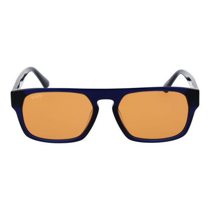 Web Blue Plastic Sunglasses – Rectangle Frame, Orange Lenses