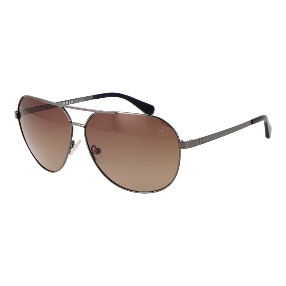 Timberland Men's Sunglasses – Gunmetal Aviator Frame, Brown Gradient Lenses