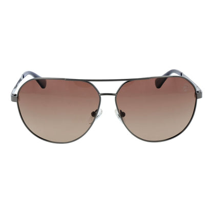 Timberland Men's Sunglasses – Gunmetal Aviator Frame, Brown Gradient Lenses