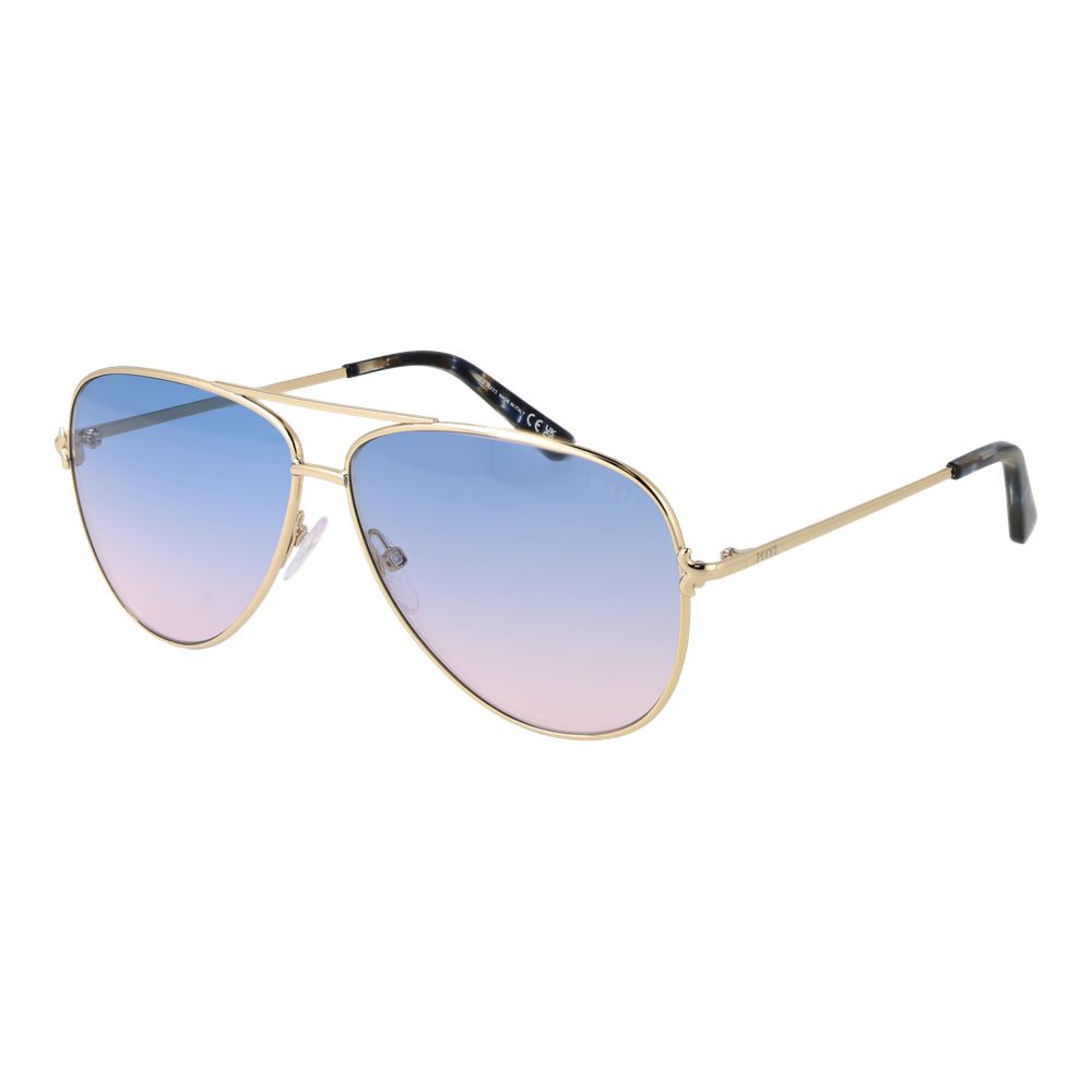 Emilio Pucci Women's Sunglasses – Gold Aviator Frame, Blue Gradient Lenses