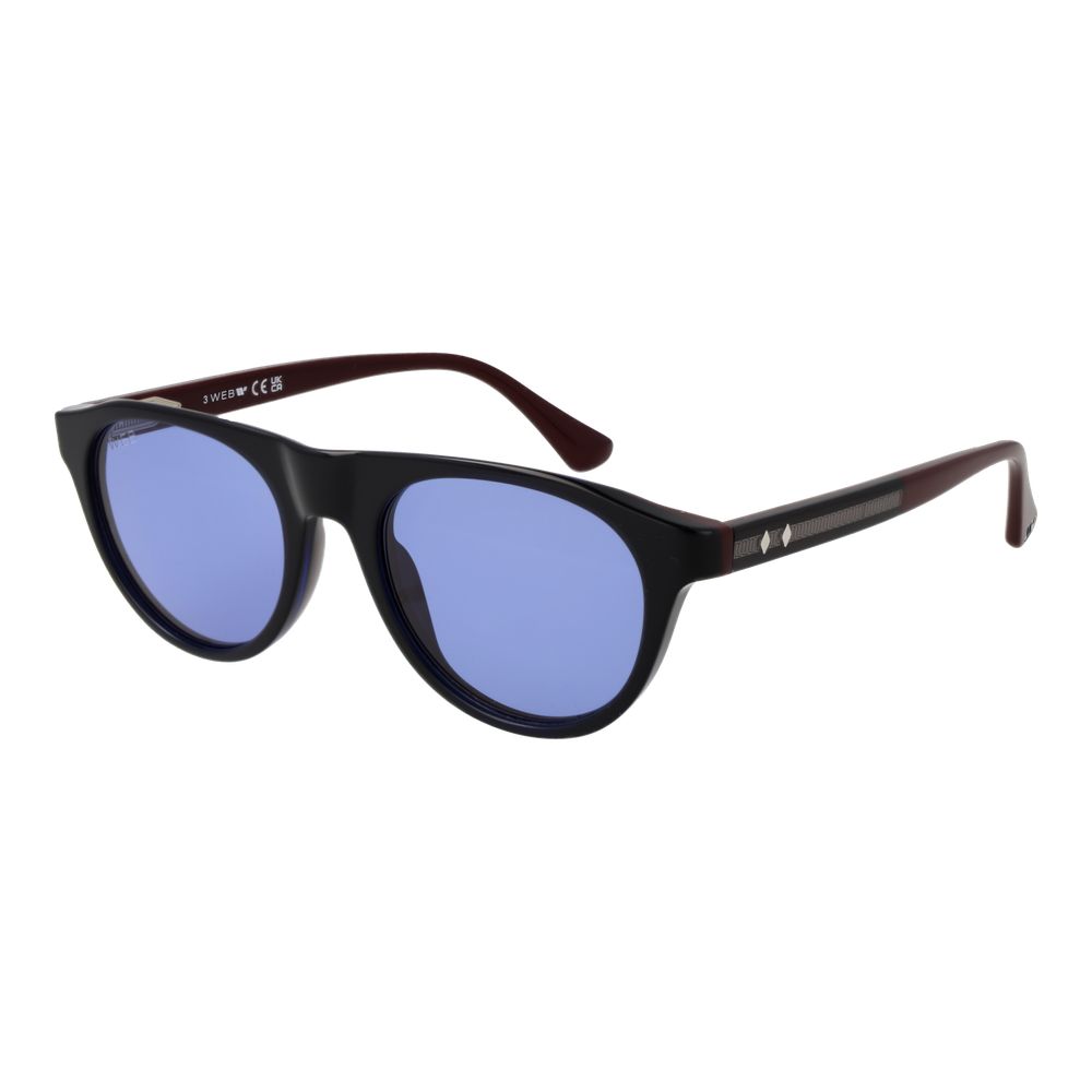 Web Blue Plastic Sunglasses – Panto Full-Rim Frame, Blue Lenses
