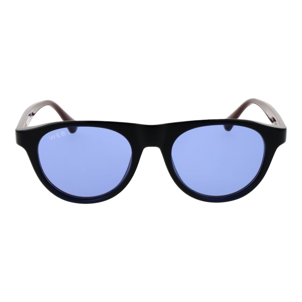 Web Blue Plastic Sunglasses – Panto Full-Rim Frame, Blue Lenses