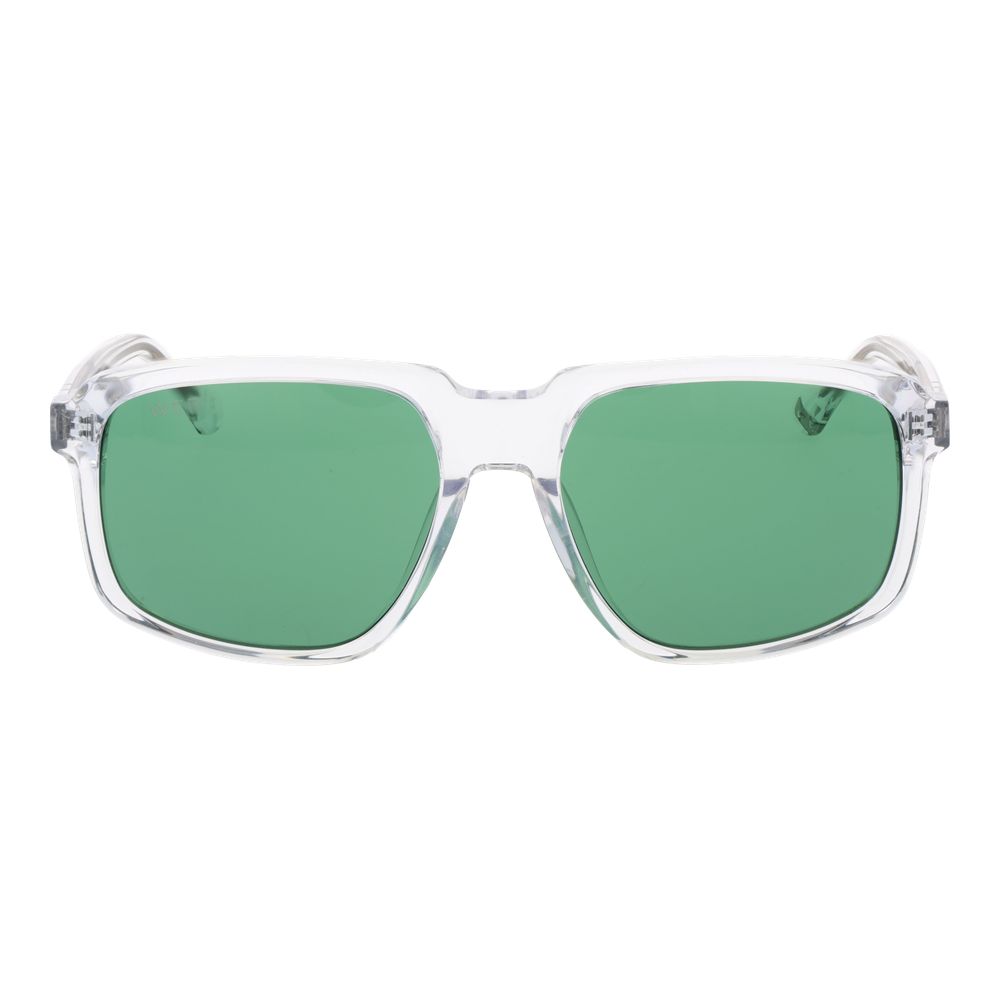 Web Transparent Plastic Sunglasses – Square Frame, Green Lenses
