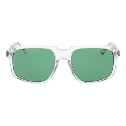 Web Transparent Plastic Sunglasses – Square Frame, Green Lenses