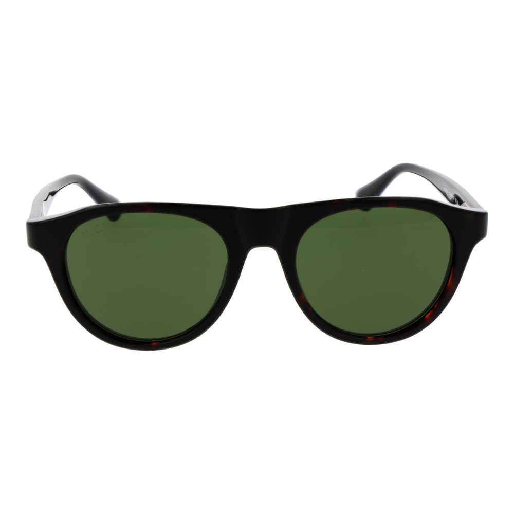Web Brown Plastic Sunglasses – Full-Rim Panto Frame, Green Lenses