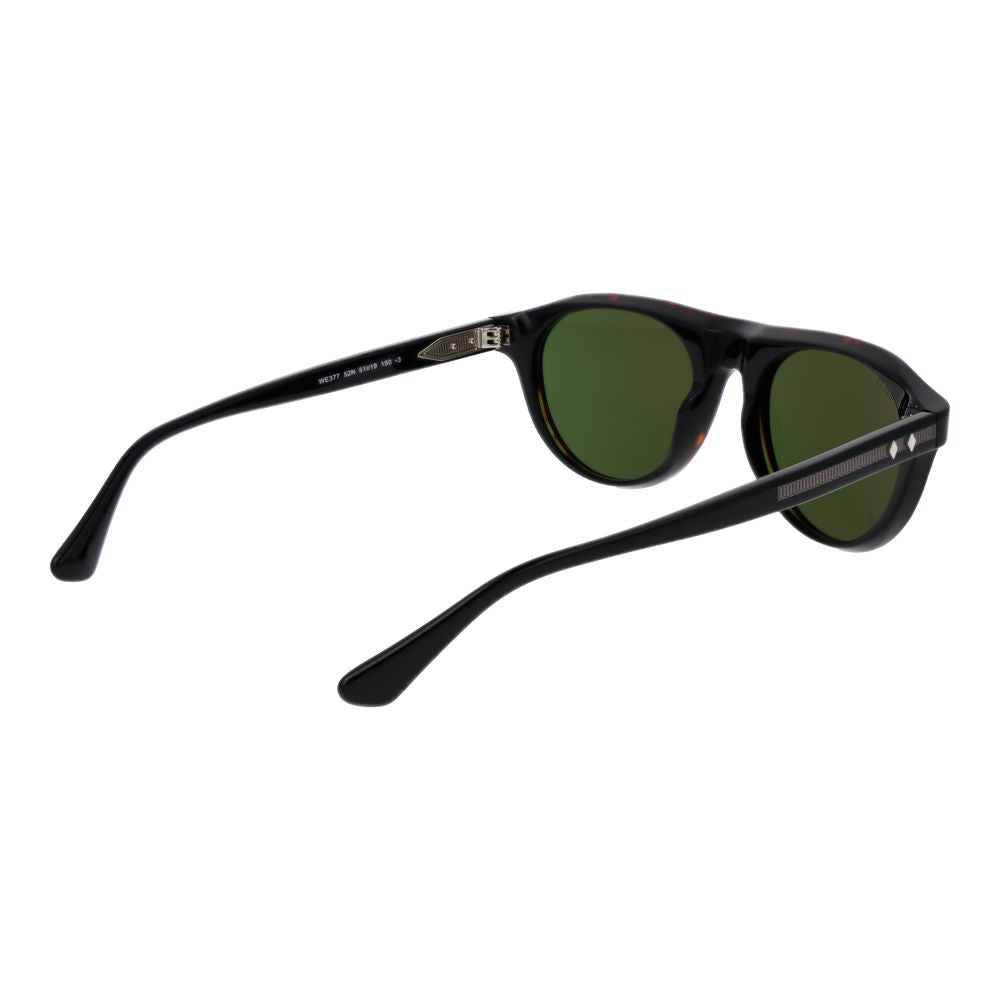 Web Brown Plastic Sunglasses – Full-Rim Panto Frame, Green Lenses