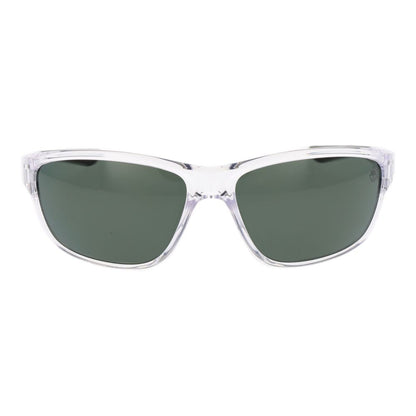 Timberland Transparent Plastic Sunglasses – Rectangle Frame, Green Polarized Lenses