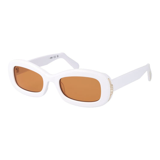 GCDS Unisex Sunglasses – White Oval Frame, Orange Mirrored Lenses