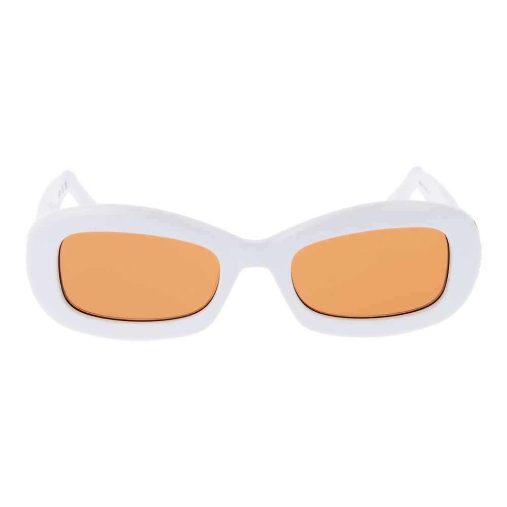 GCDS Unisex Sunglasses – White Oval Frame, Orange Mirrored Lenses