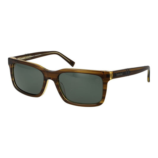 Timberland Men’s Sunglasses – Brown Rectangle Frame, Green Lenses