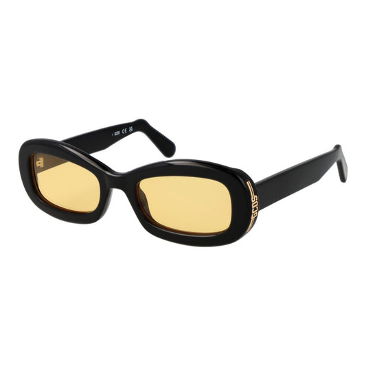 GCDS Unisex Sunglasses – Black Rectangle Frame, Yellow Lenses
