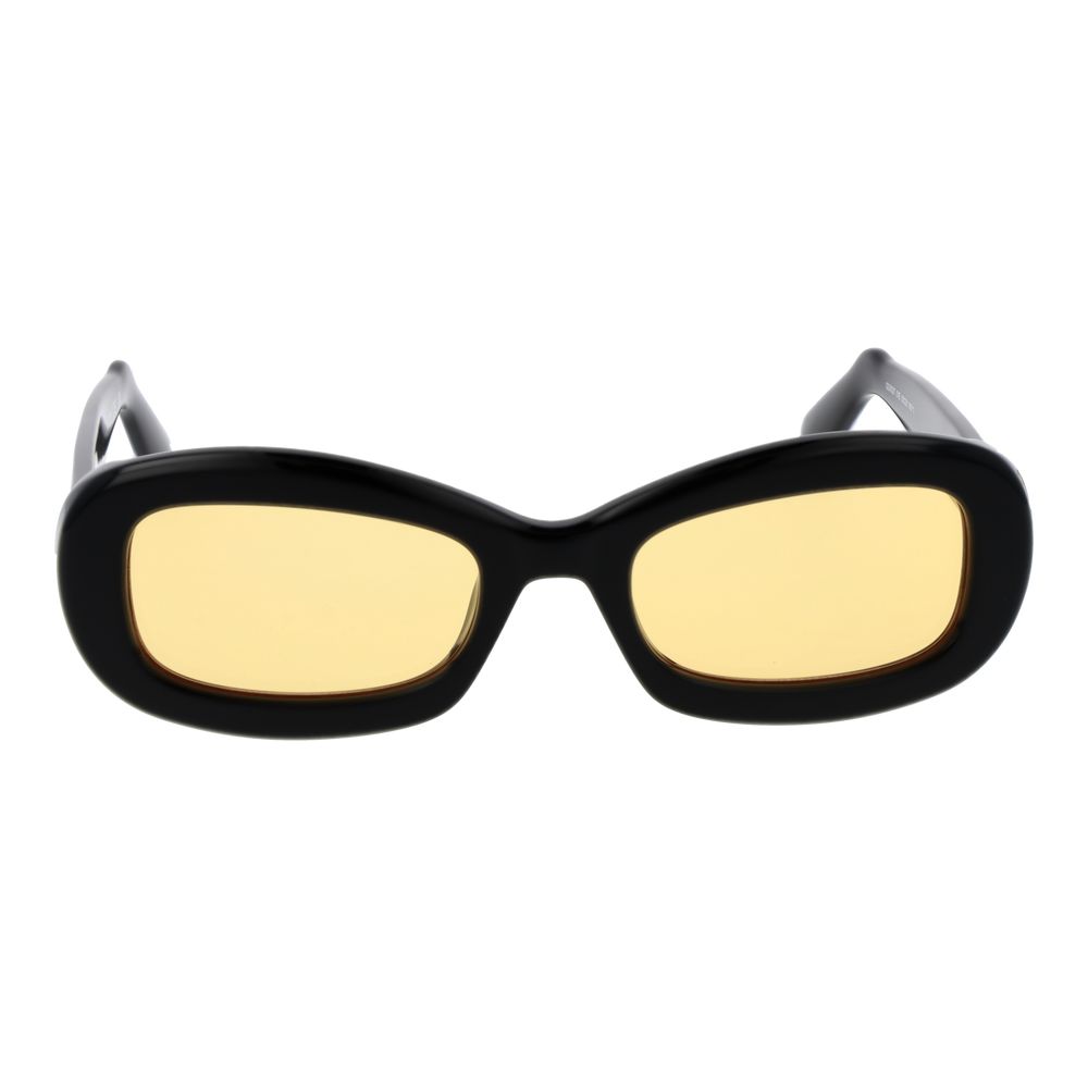 GCDS Unisex Sunglasses – Black Rectangle Frame, Yellow Lenses