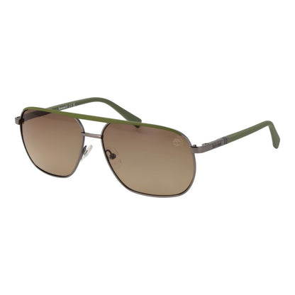 Timberland Men’s Sunglasses – Gunmetal Aviator Frame, Brown Polarized Lenses