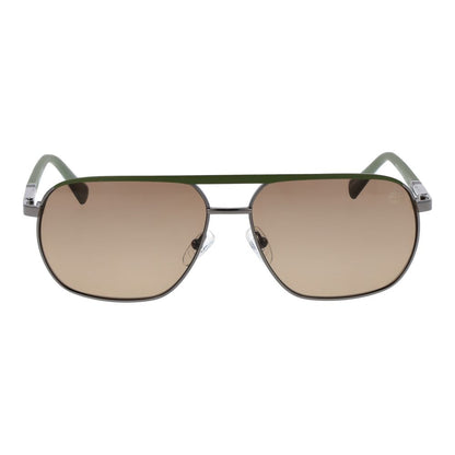 Timberland Men’s Sunglasses – Gunmetal Aviator Frame, Brown Polarized Lenses