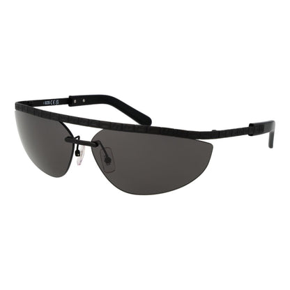 GCDS Black Metal Sunglasses – Browline Style with Grey Lenses