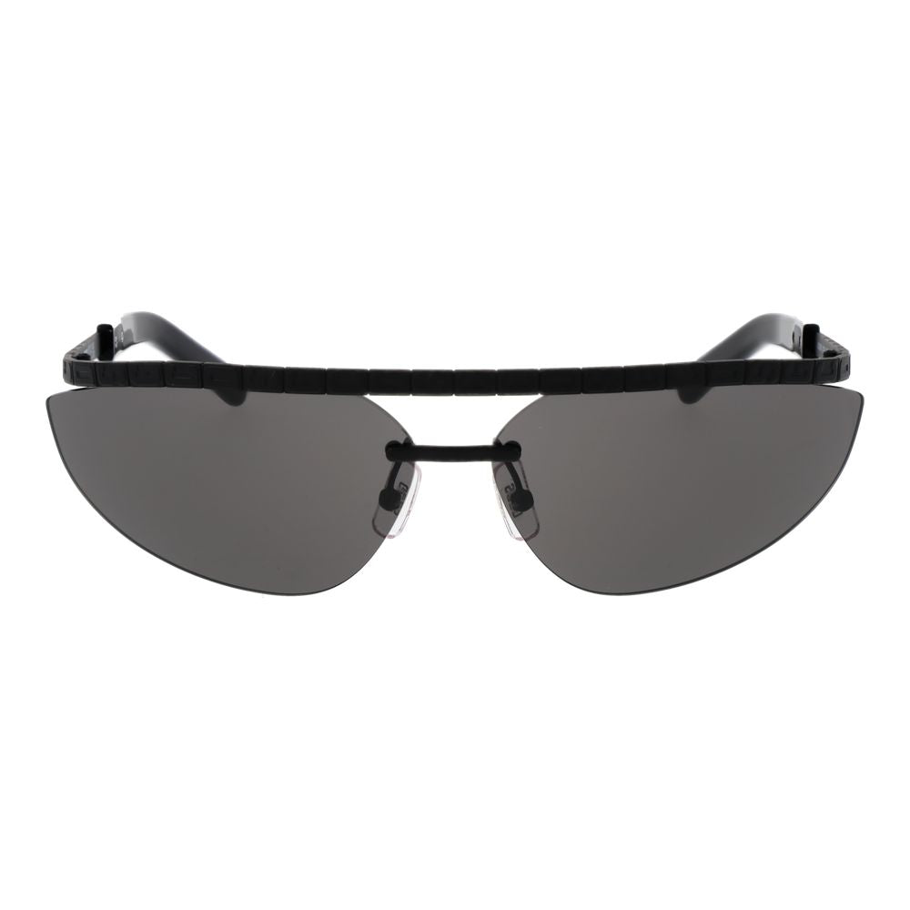 GCDS Black Metal Sunglasses – Browline Style with Grey Lenses