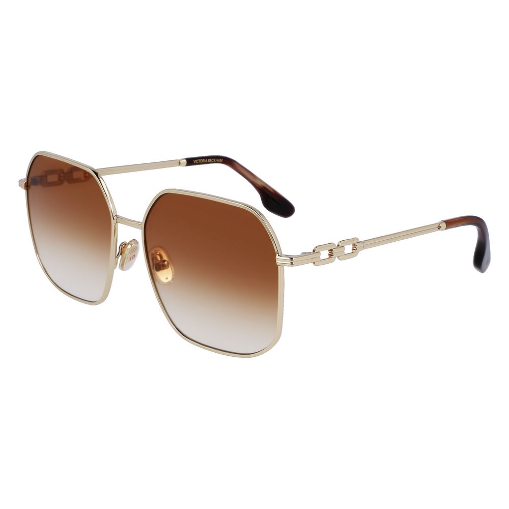 Victoria Beckham Women’s Sunglasses – Gold Square Frame, Brown Gradient Lenses