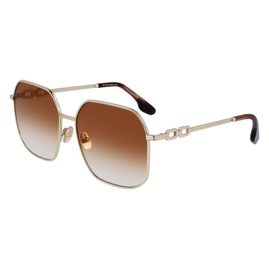 Victoria Beckham Women’s Sunglasses – Gold Square Frame, Brown Gradient Lenses