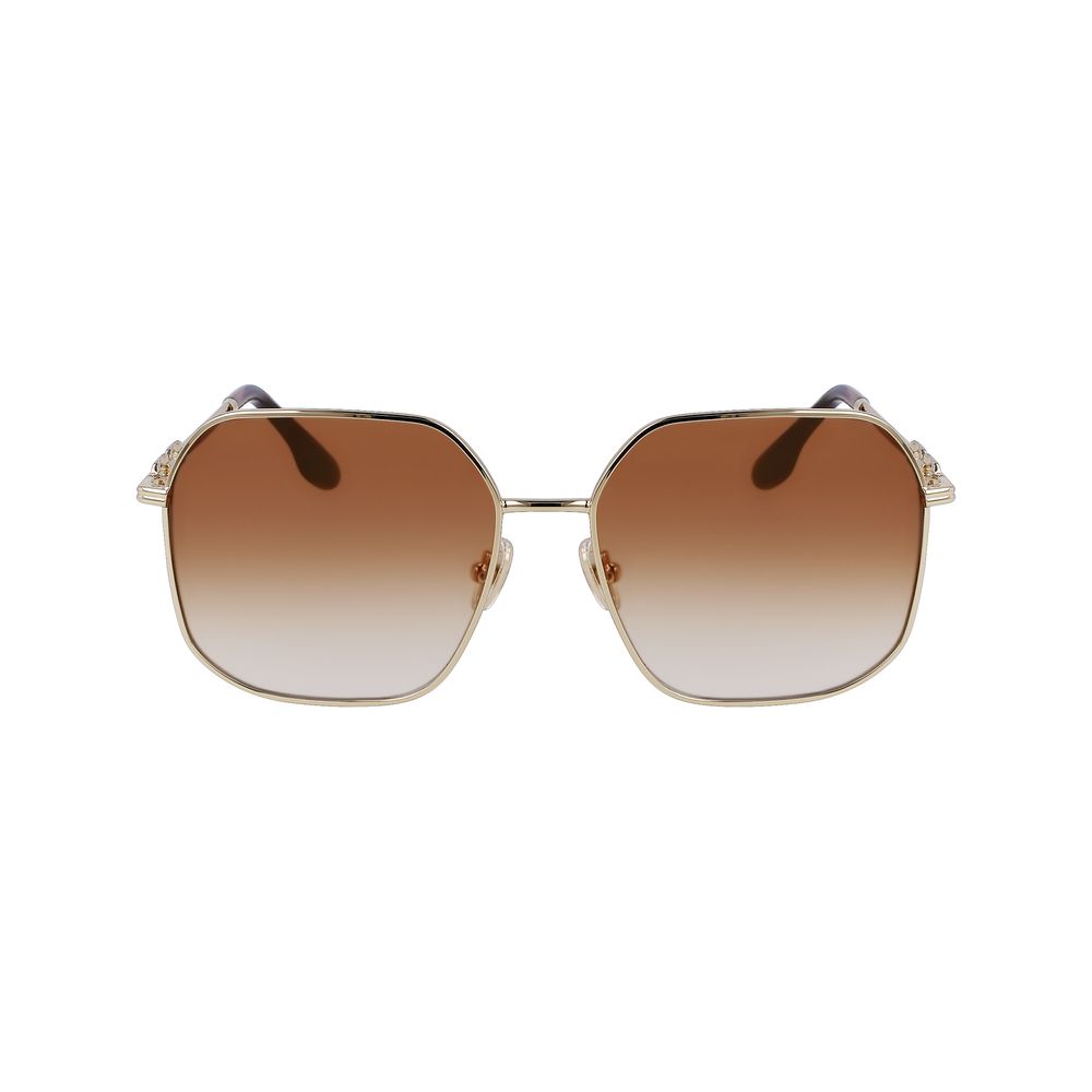 Victoria Beckham Women’s Sunglasses – Gold Square Frame, Brown Gradient Lenses