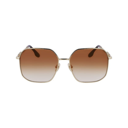 Victoria Beckham Women’s Sunglasses – Gold Square Frame, Brown Gradient Lenses