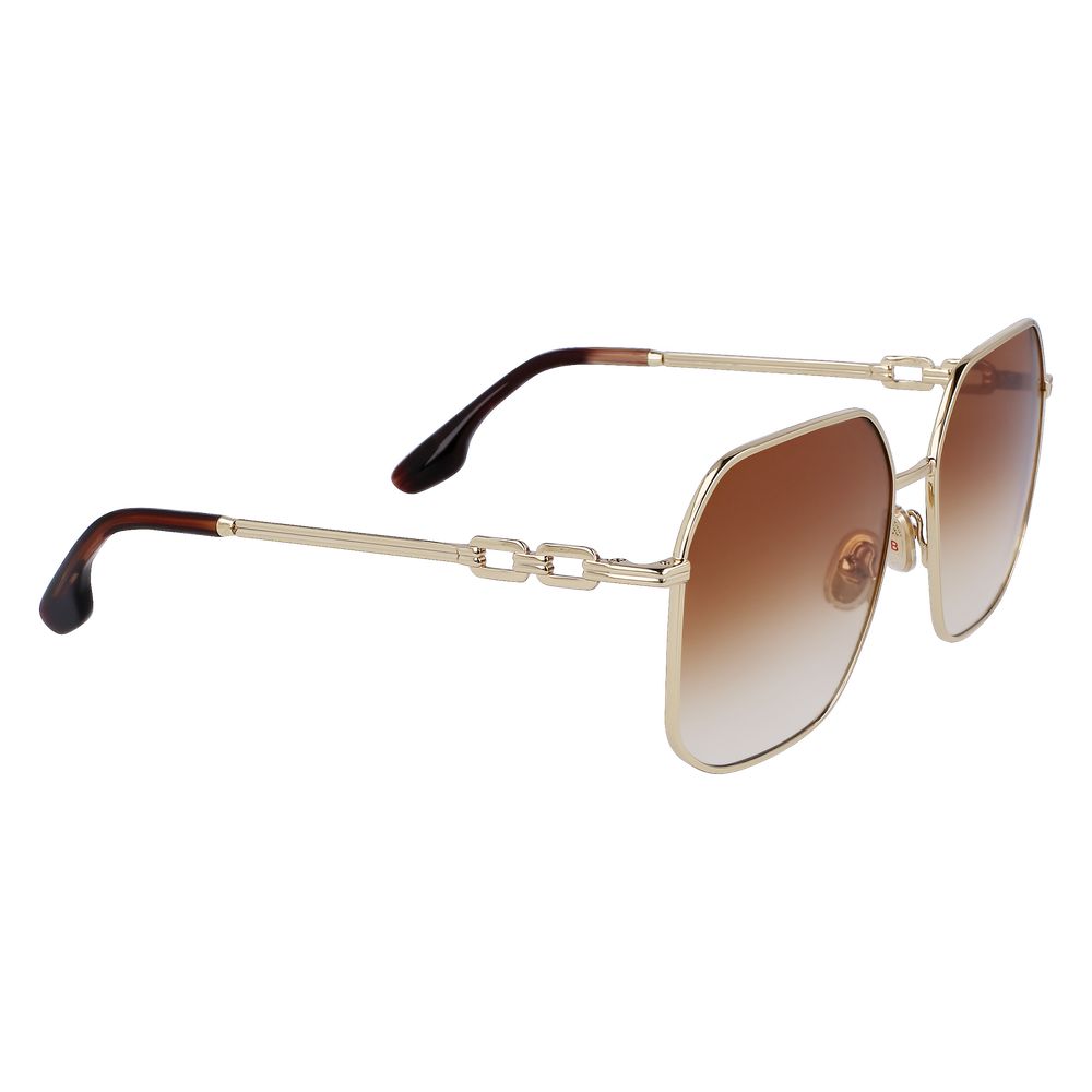 Victoria Beckham Women’s Sunglasses – Gold Square Frame, Brown Gradient Lenses