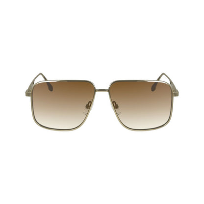 Victoria Beckham Women’s Sunglasses – Gold Aviator Frame, Brown Gradient Lenses