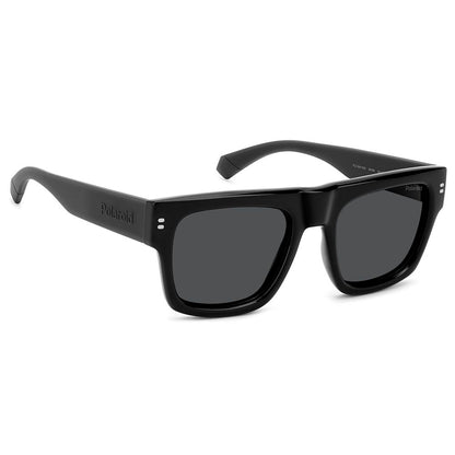 Polaroid Men’s Sunglasses – Black Square Frame, Grey Polarized Lenses