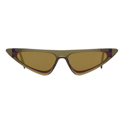 Andy Wolf Women’s Cat Eye Sunglasses – Green Acetate Frame, Gold Lenses
