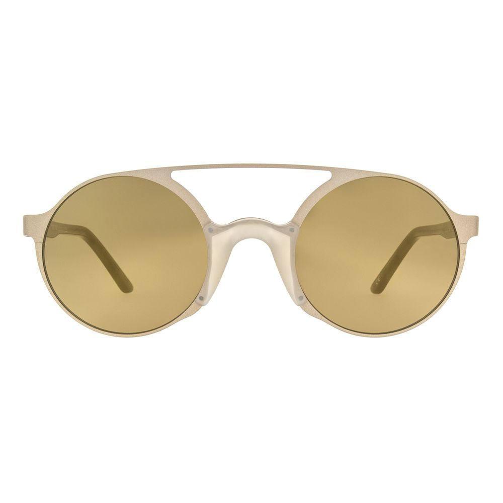 Andy Wolf Unisex Gold Metal Sunglasses – Round Full-Rim, Brown Lenses