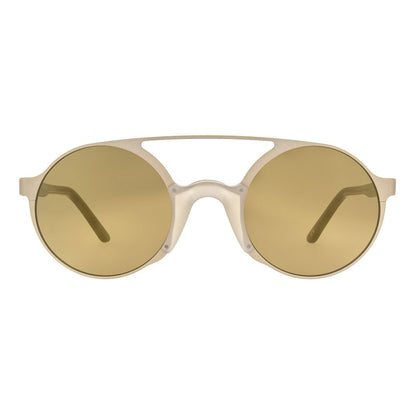 Andy Wolf Unisex Gold Metal Sunglasses – Round Full-Rim, Brown Lenses