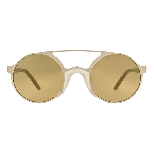 Andy Wolf Unisex Gold Metal Sunglasses – Round Full-Rim, Brown Lenses