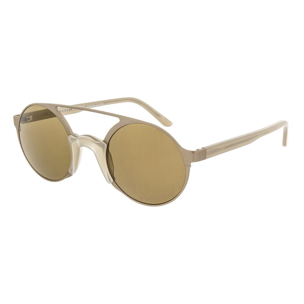 Andy Wolf Unisex Gold Metal Sunglasses – Round Full-Rim, Brown Lenses