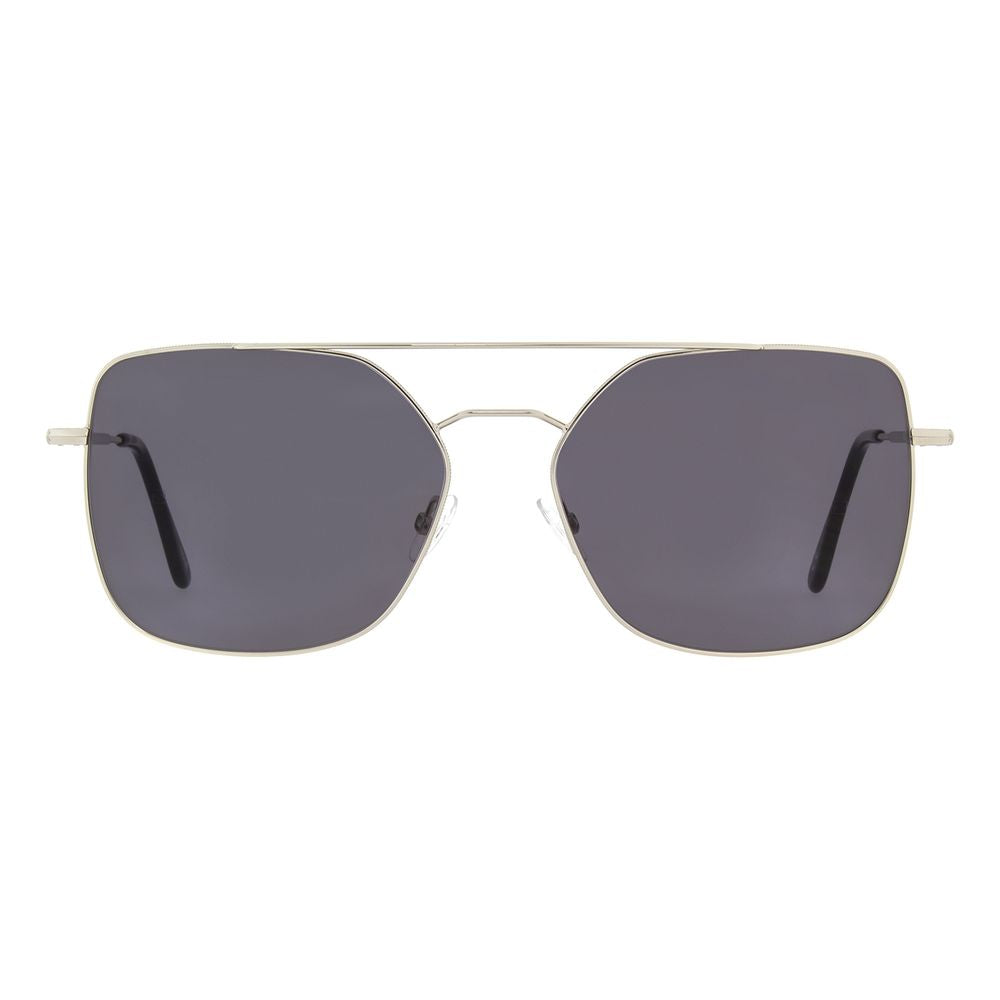 Andy Wolf Unisex Silver Metal Sunglasses – Grey Rectangle Lenses