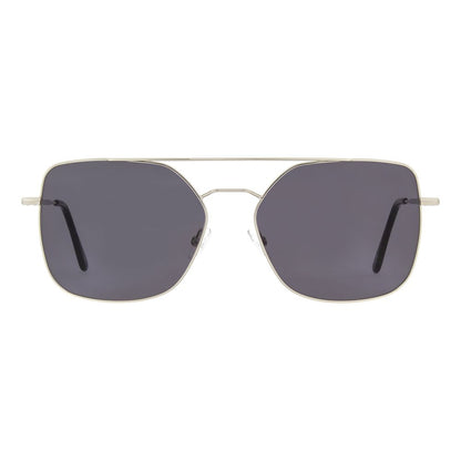 Andy Wolf Unisex Silver Metal Sunglasses – Grey Rectangle Lenses