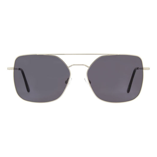 Andy Wolf Unisex Silver Metal Sunglasses – Grey Rectangle Lenses