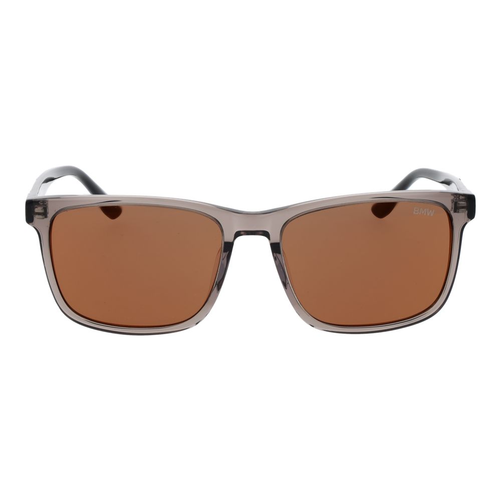 BMW Men’s Sunglasses – Grey Rectangle Frame, Orange Lenses