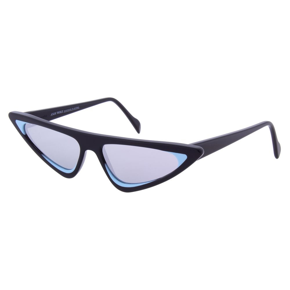 Andy Wolf Women's Cat Eye Sunglasses – Black Acetate Frame, Silver Lenses