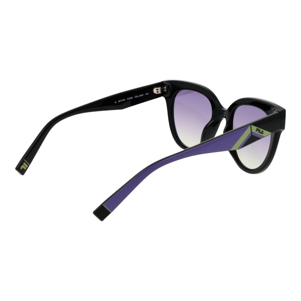 Fila Women’s Sunglasses – Black Round Frame, Purple Mirrored Lenses