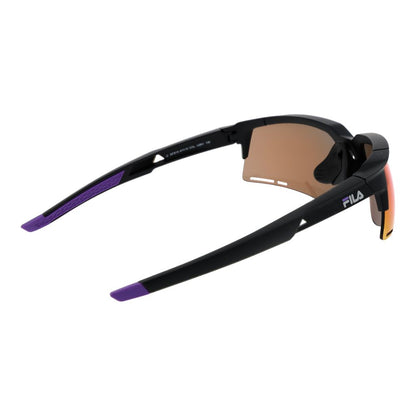 Fila Unisex Sunglasses – Black Half-Rim Frame, Mirrored Red Lenses