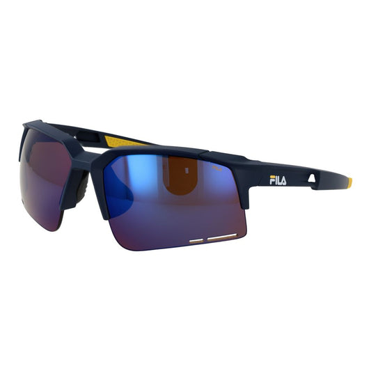 Fila Men’s Sunglasses – Blue Half-Rim Frame, Brown Mirrored Lenses