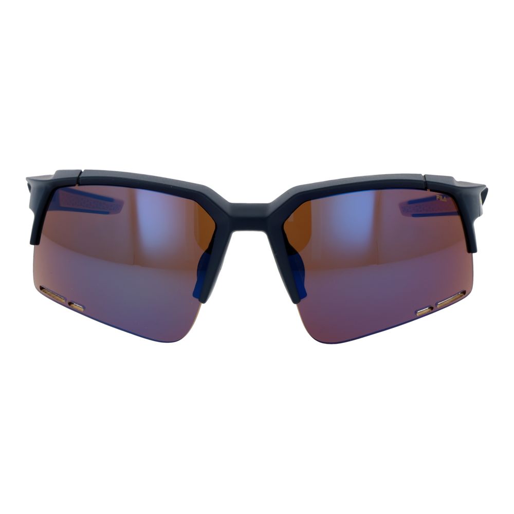 Fila Men’s Sunglasses – Blue Half-Rim Frame, Brown Mirrored Lenses