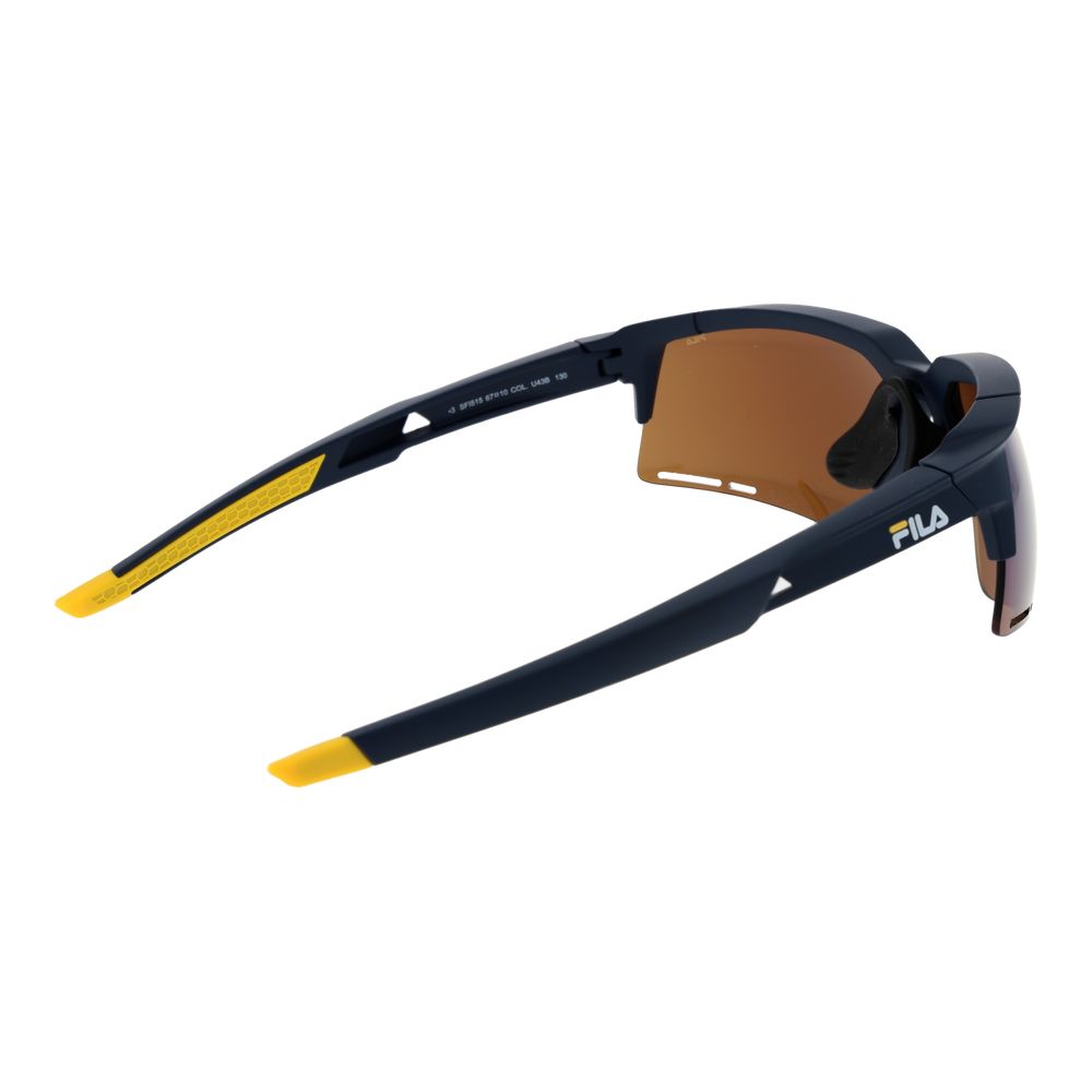 Fila Men’s Sunglasses – Blue Half-Rim Frame, Brown Mirrored Lenses