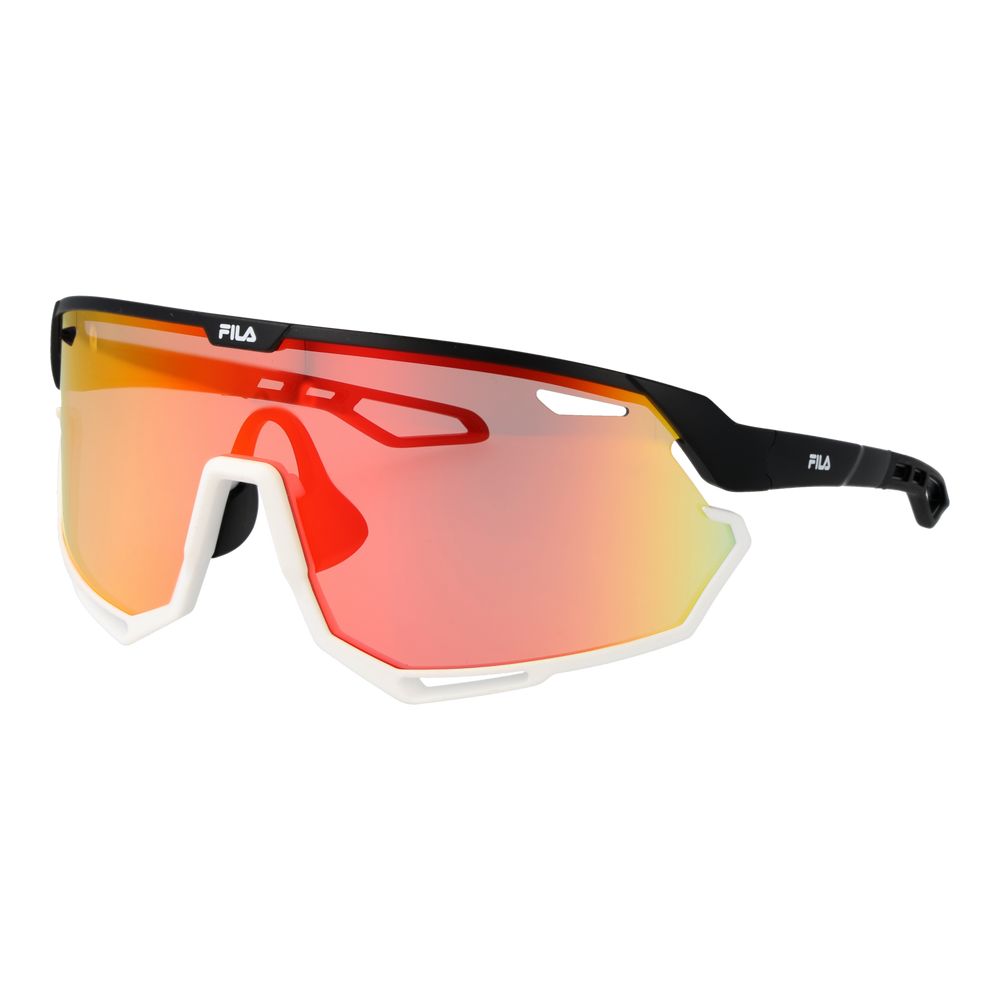 Fila Men’s Sunglasses – Black Full-Rim Frame, Red Mirrored Lenses