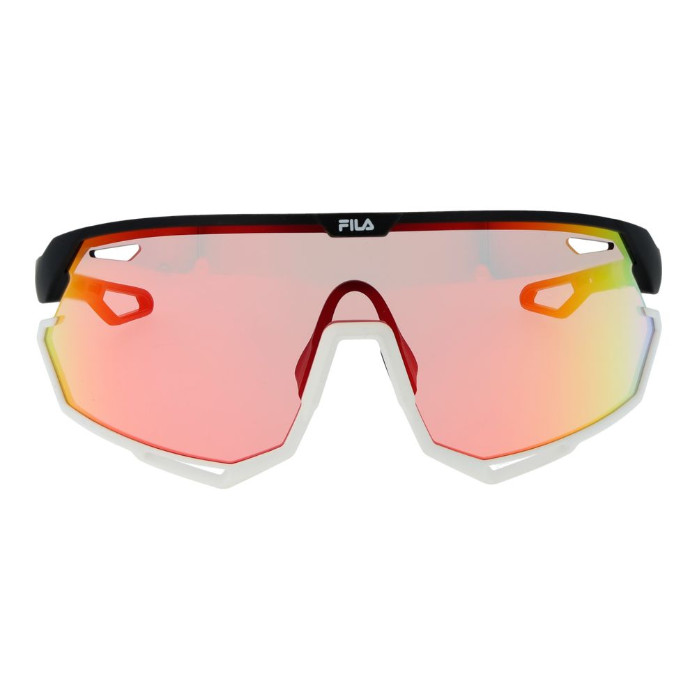Fila Men’s Sunglasses – Black Full-Rim Frame, Red Mirrored Lenses