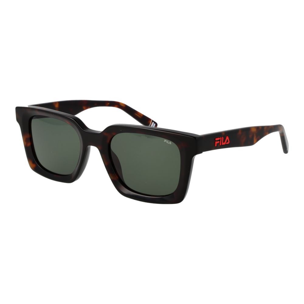 Fila Men’s Sunglasses – Brown Rectangle Frame, Green Lenses