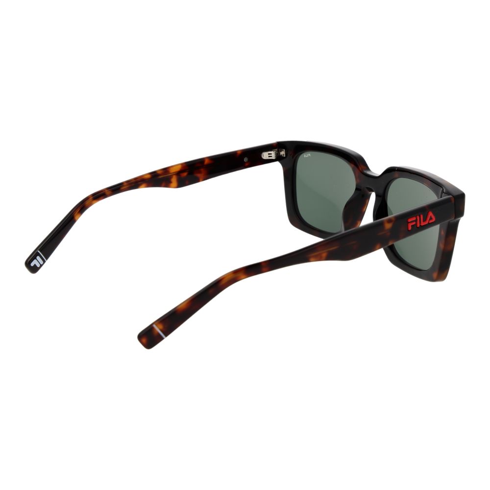 Fila Men’s Sunglasses – Brown Rectangle Frame, Green Lenses