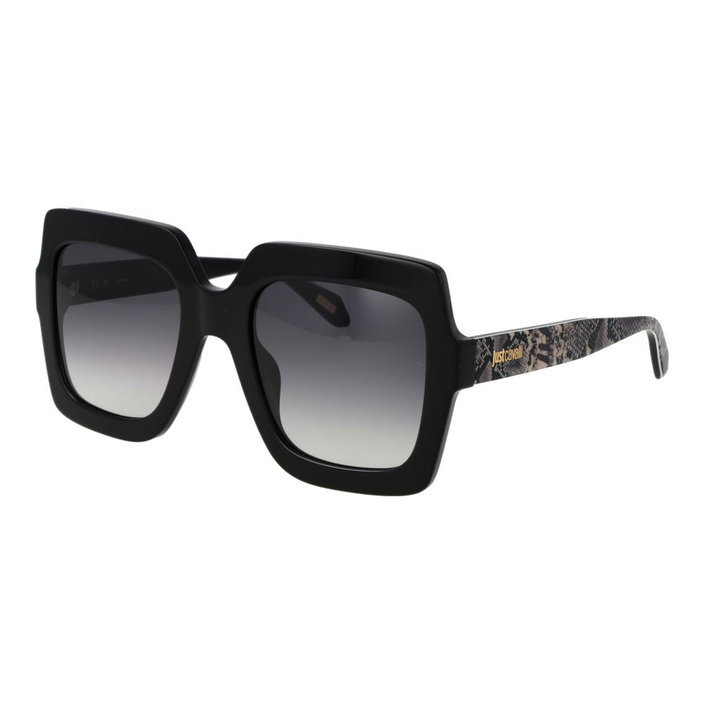 Just Cavalli Women’s Sunglasses – Black Rectangle Frame, Grey Gradient Lenses