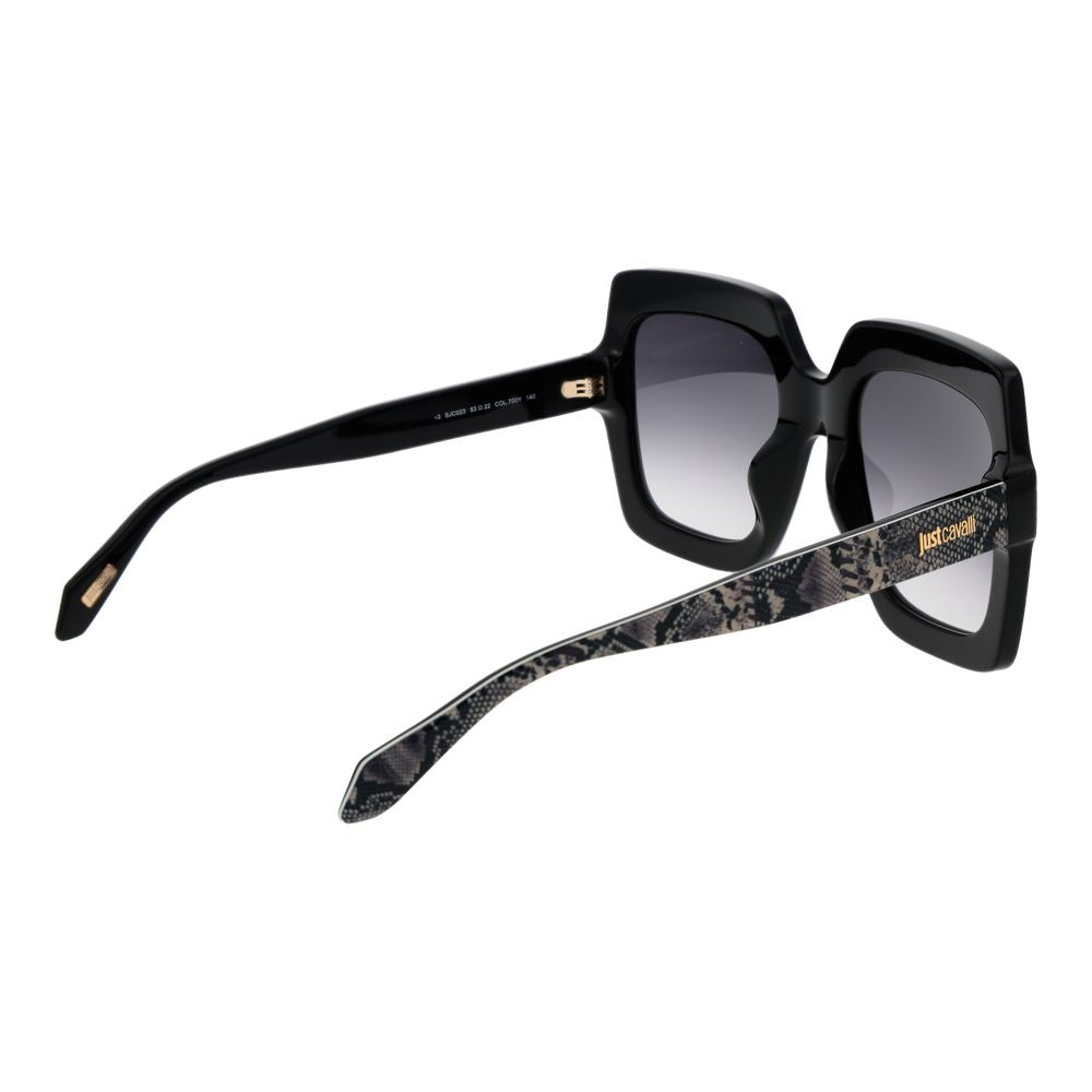 Just Cavalli Women’s Sunglasses – Black Rectangle Frame, Grey Gradient Lenses